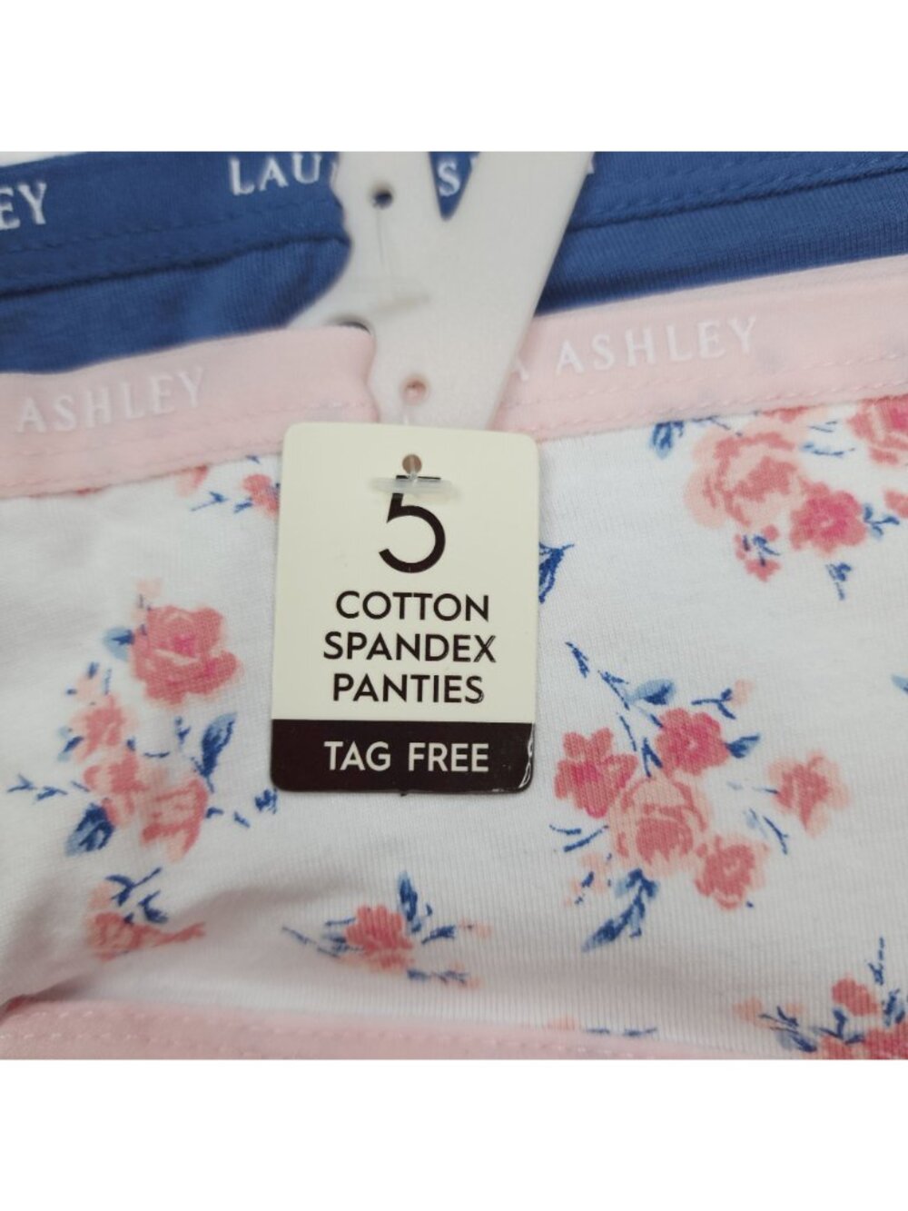Laura Ashley Womens Tag-Free 5-Pack Cotton Spandex Panties L Floral Solid Prints - Picture 3 of 11